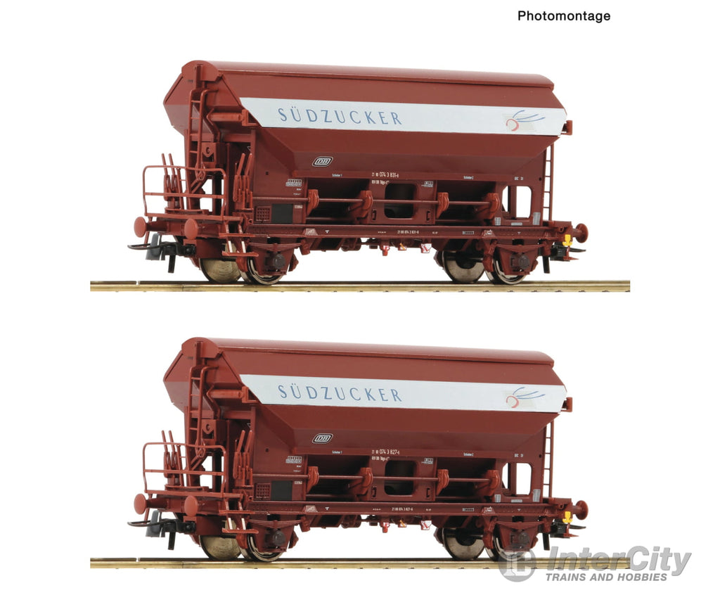 Roco 6600124 Ho 2-Piece Set: Swivel-Roof Wagons Db European Freight Cars