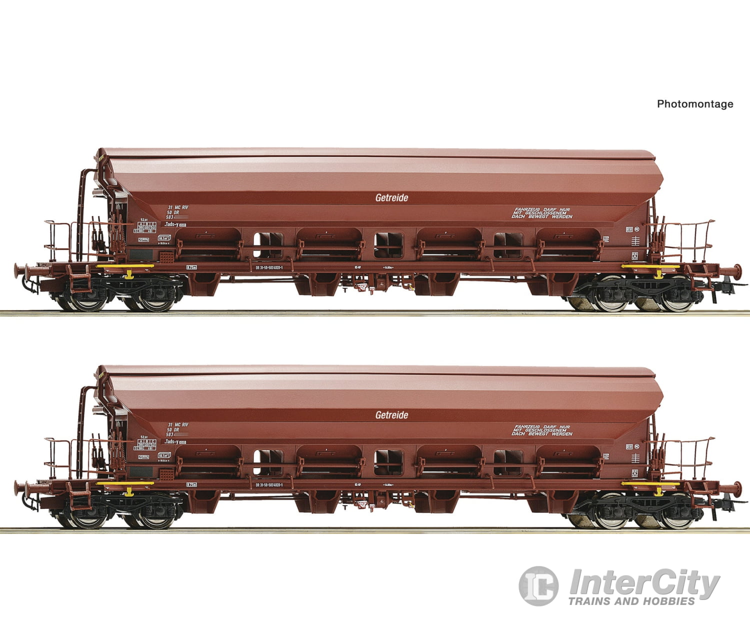 Roco 6600125 Ho 2-Piece Set: Swivel-Roof Wagons Dr European Freight Cars