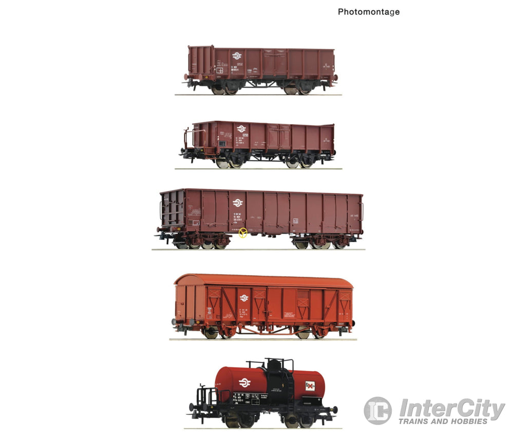 Roco 6600126 Ho 5 Piece Set: Goods Train Mav European Freight Cars