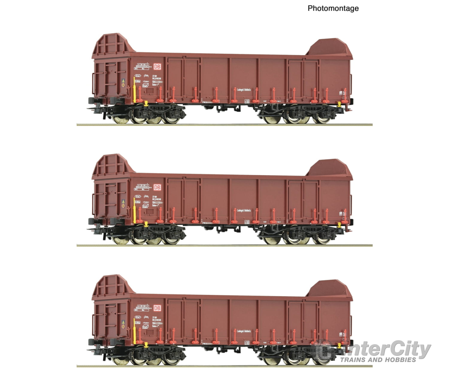 Roco 6600131 Ho 3 Piece Set: Open Goods Wagons Db Ag European Freight Cars