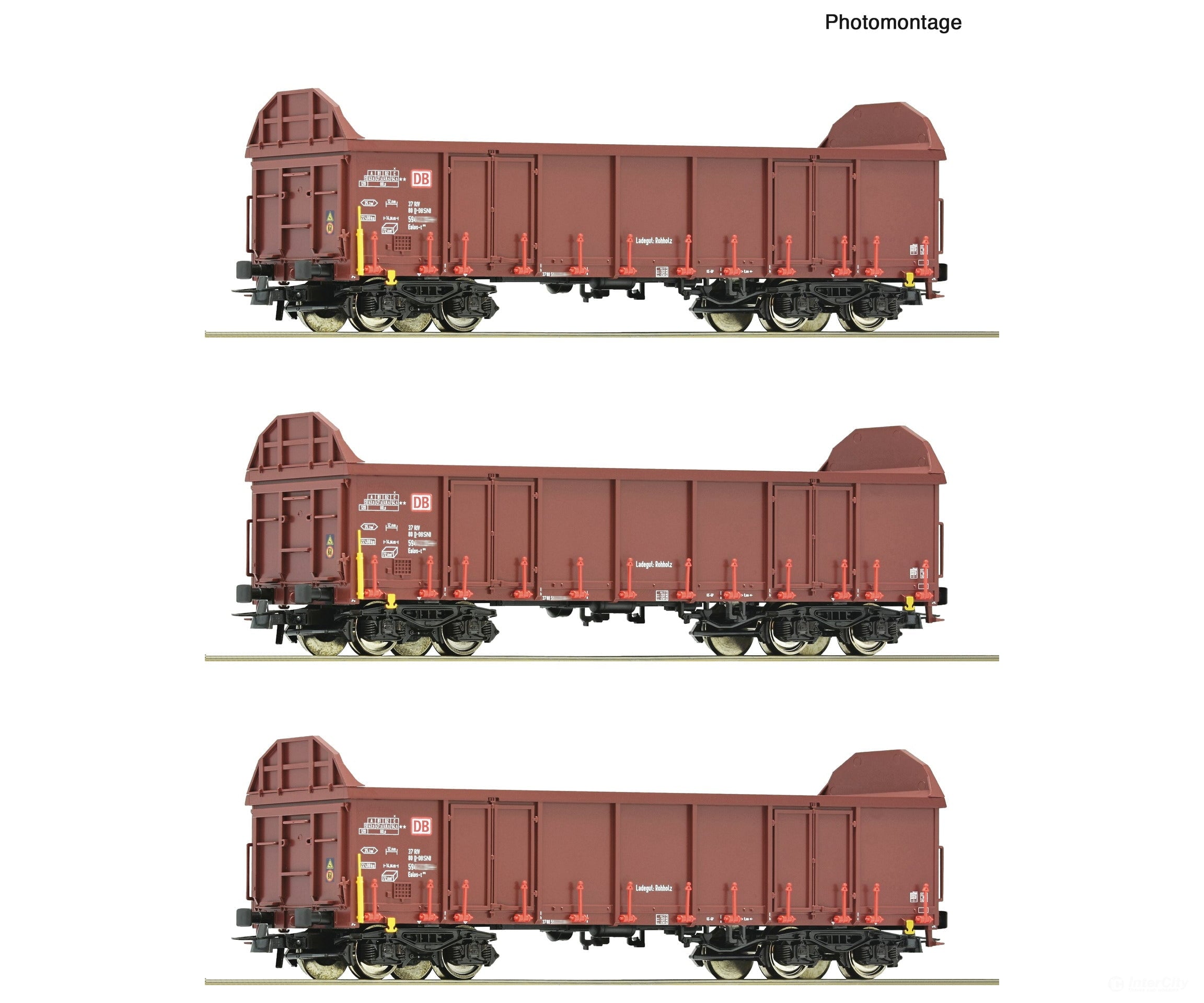Roco 6600131 Ho 3 Piece Set: Open Goods Wagons Db Ag European Freight Cars