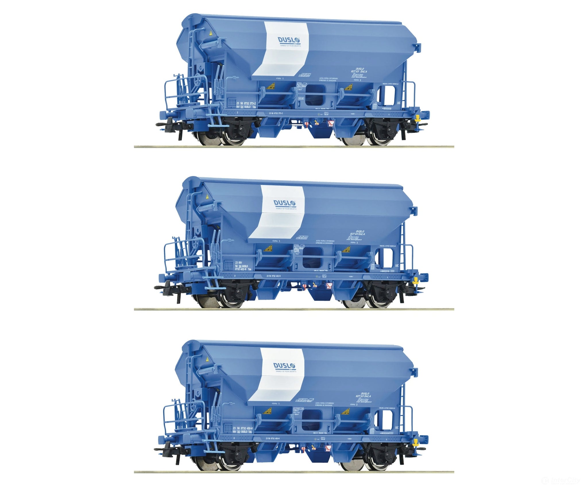 Roco 6600134 Ho 3 Piece Set: Swivel Roof Wagons Duslo European Freight Cars