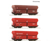 Roco 6600135 Ho 3 Piece Set: Self Unloading Hopper Wagons Db Ag European Freight Cars