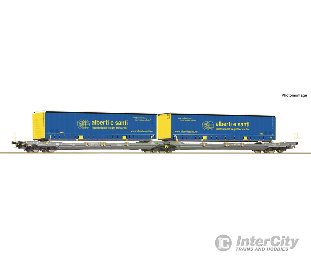 Roco 6600137 Ho Articulated Double-Pocket Wagon T3000E Hupac European Freight Cars