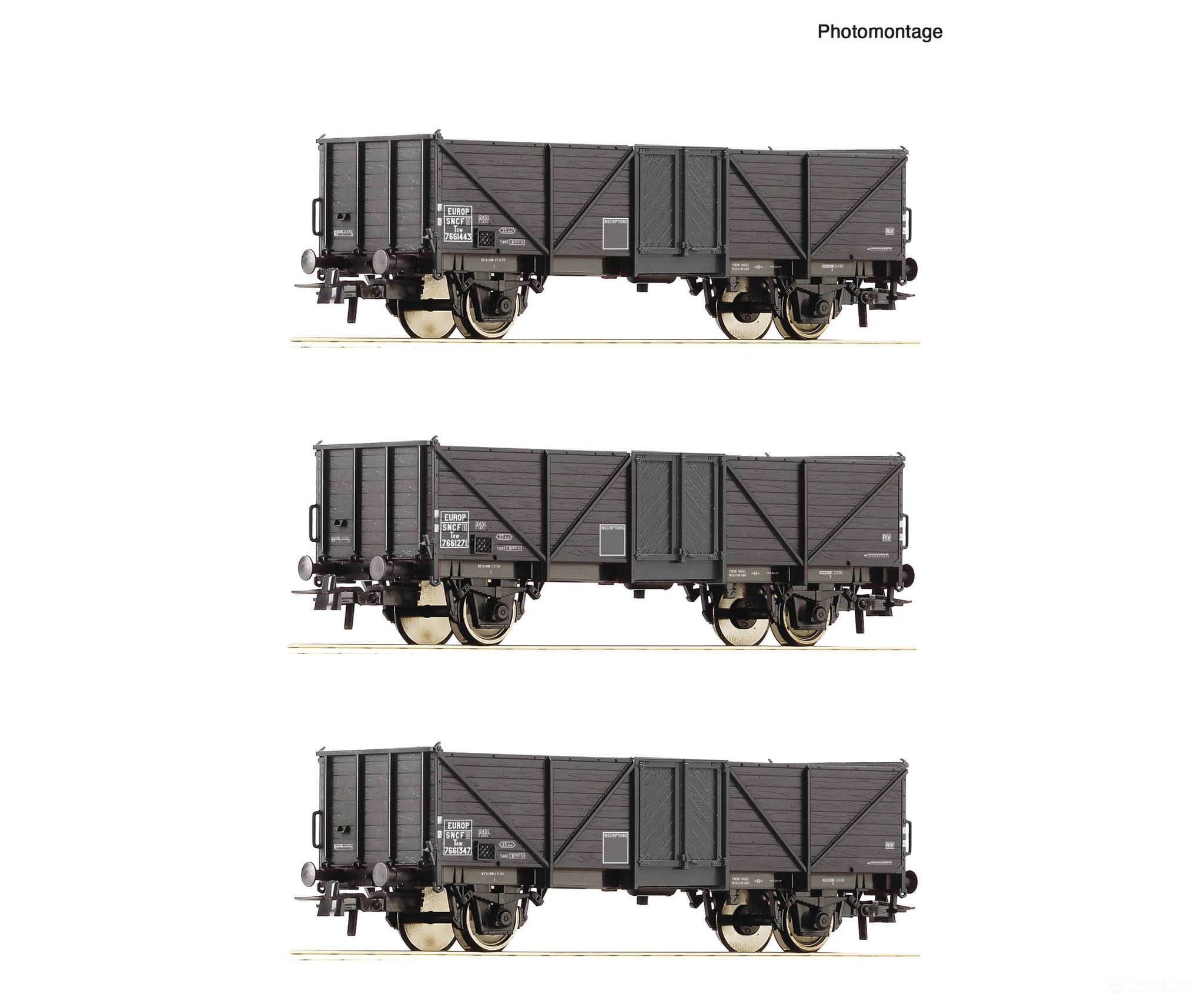 Roco 6600141 Ho 3 Piece Set: Open Goods Wagons Sncf European Freight Cars