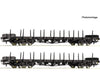 Roco 6600142 HO 2 piece set: Stake wagons DB European Freight Cars