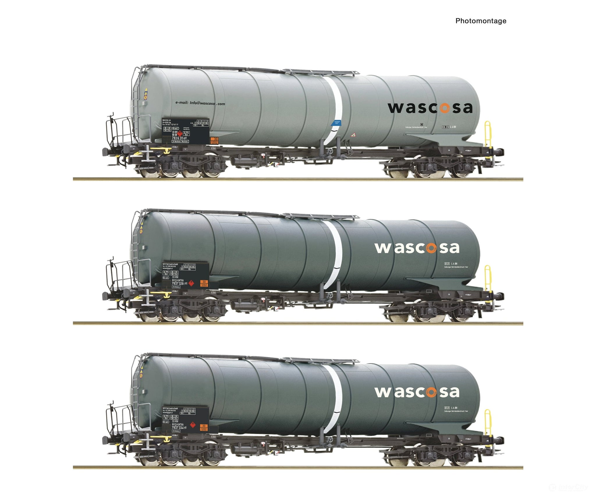 Roco 6600143 Ho 3 Piece Set: Tank Wagons Wascosa European Freight Cars
