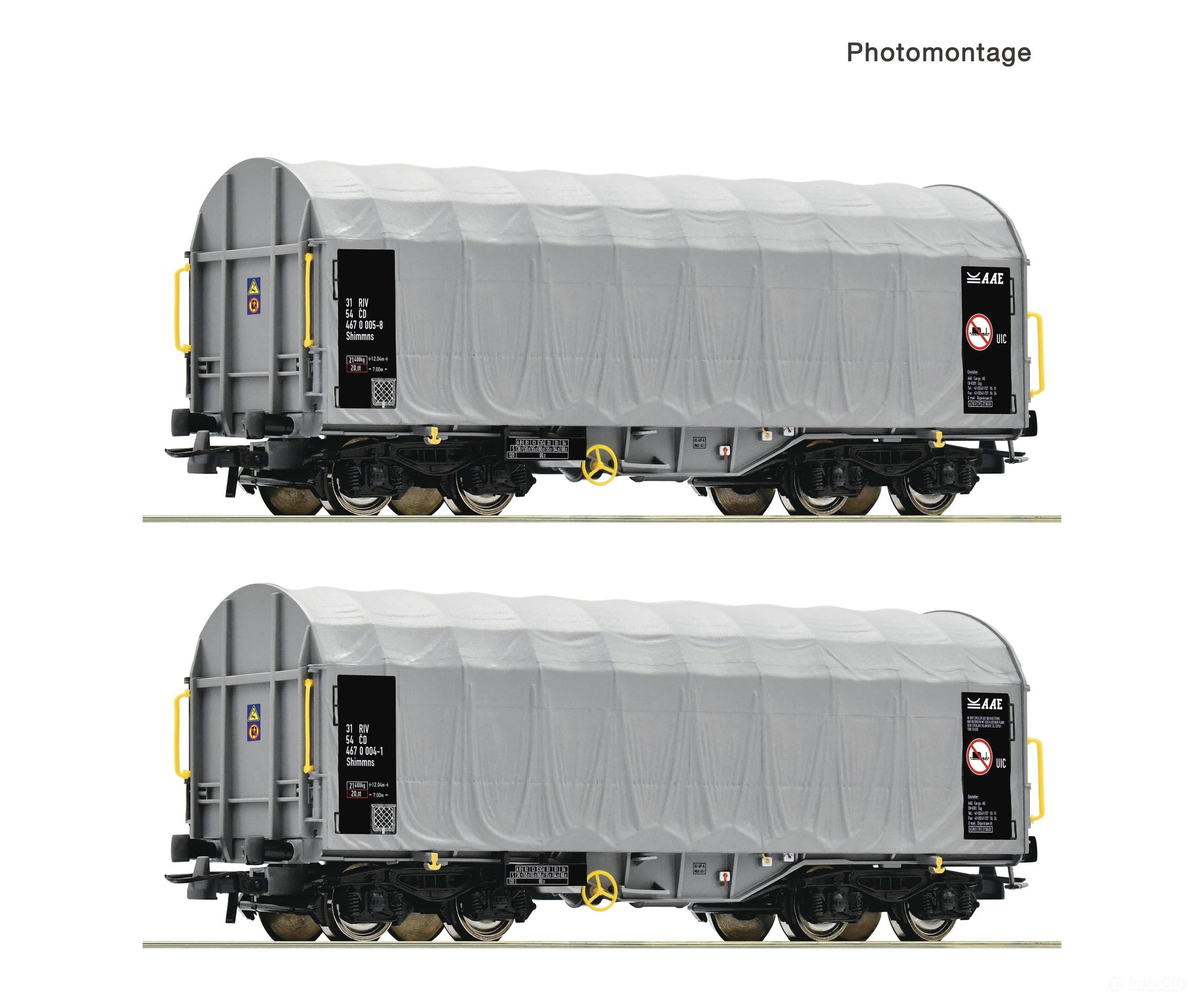 Roco 6600144 HO 2 piece set: Sliding tarpaulin wagons CD European Passenger Cars