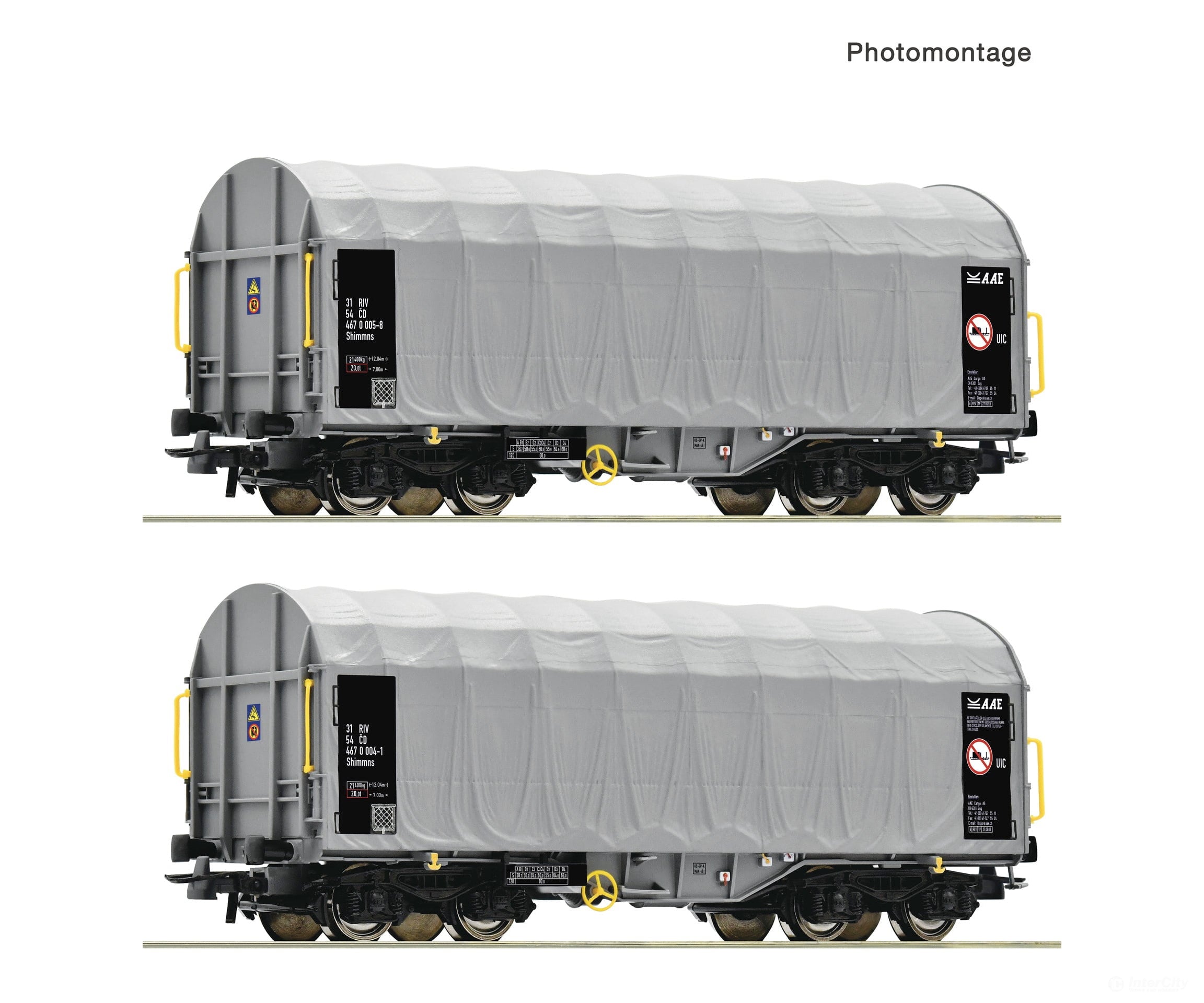 Roco 6600144 HO 2 piece set: Sliding tarpaulin wagons CD European Passenger Cars