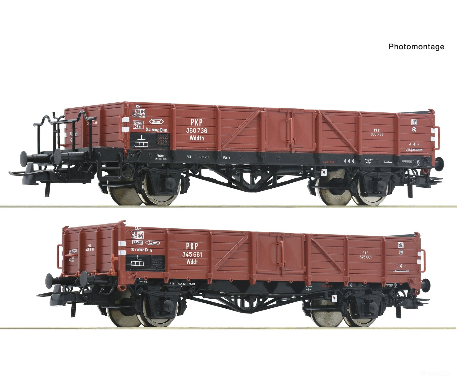 Roco 6600150 Ho 2-Piece Set: Open Freight Wagons Pkp European Freight Cars