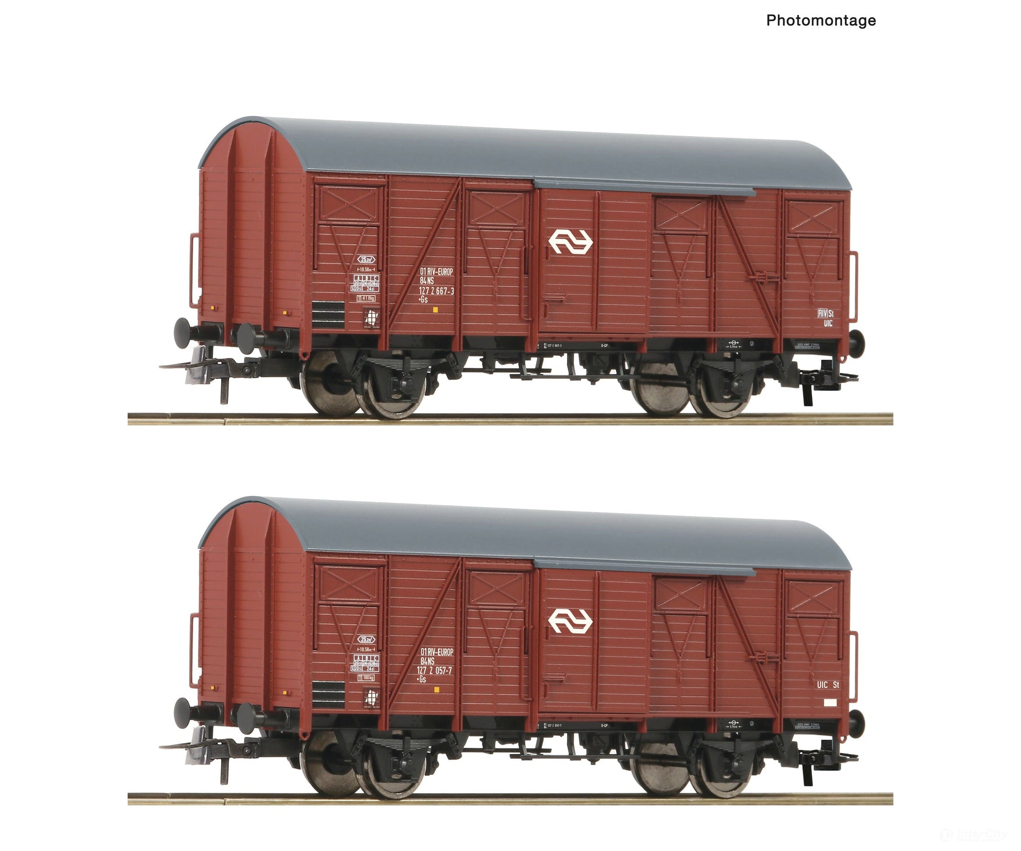 Roco 6600151 Ho 2 Piece Set: Covered Goods Wagon Ns European Freight Cars