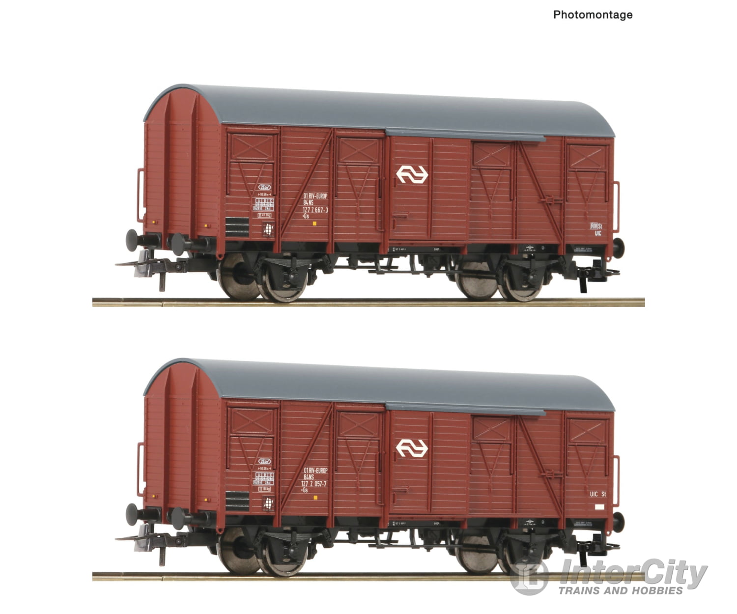 Roco 6600151 Ho 2 Piece Set: Covered Goods Wagon Ns European Freight Cars