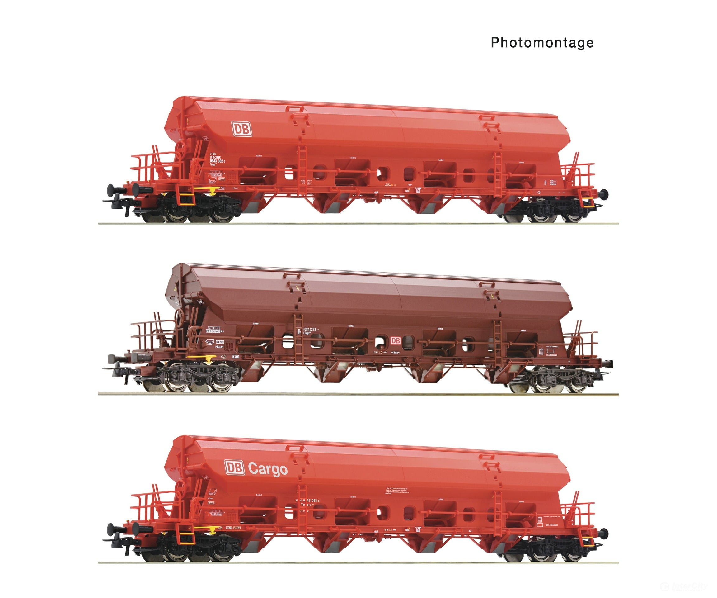 Roco 6600153 Ho 3 Piece Set: Swivel Roof Wagons Db Ag European Freight Cars
