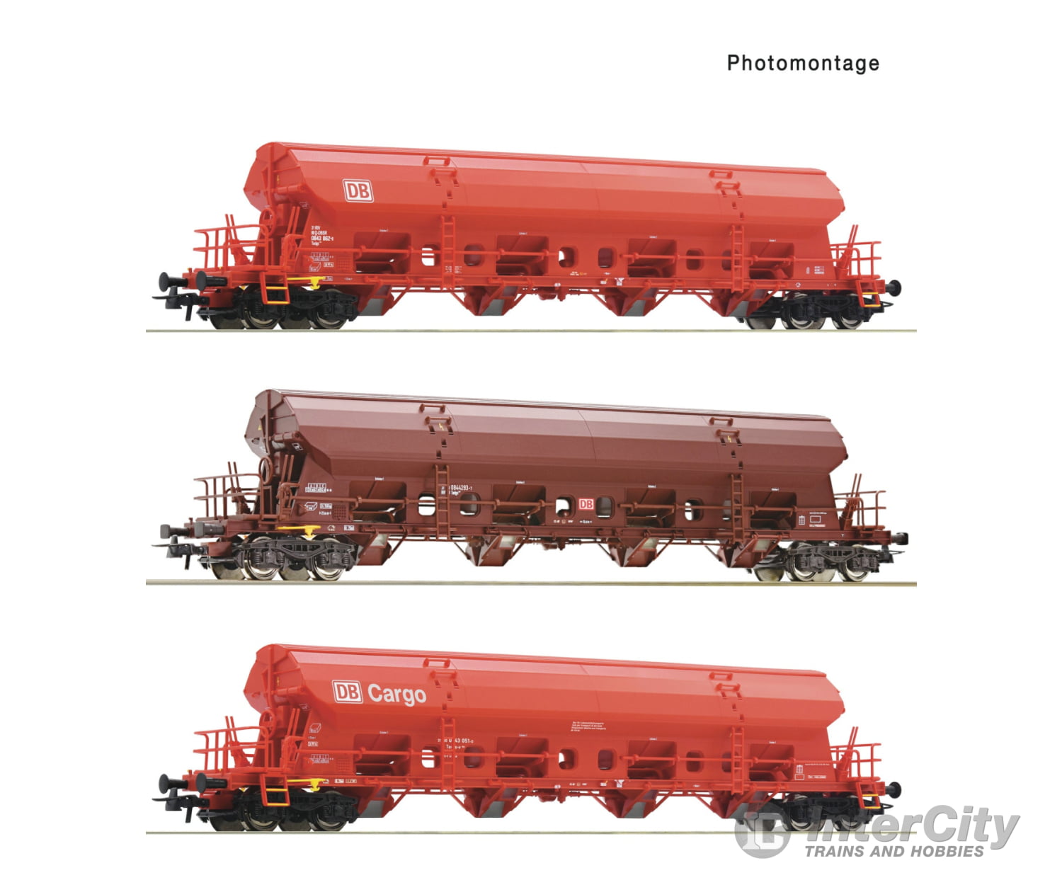 Roco 6600153 Ho 3 Piece Set: Swivel Roof Wagons Db Ag European Freight Cars