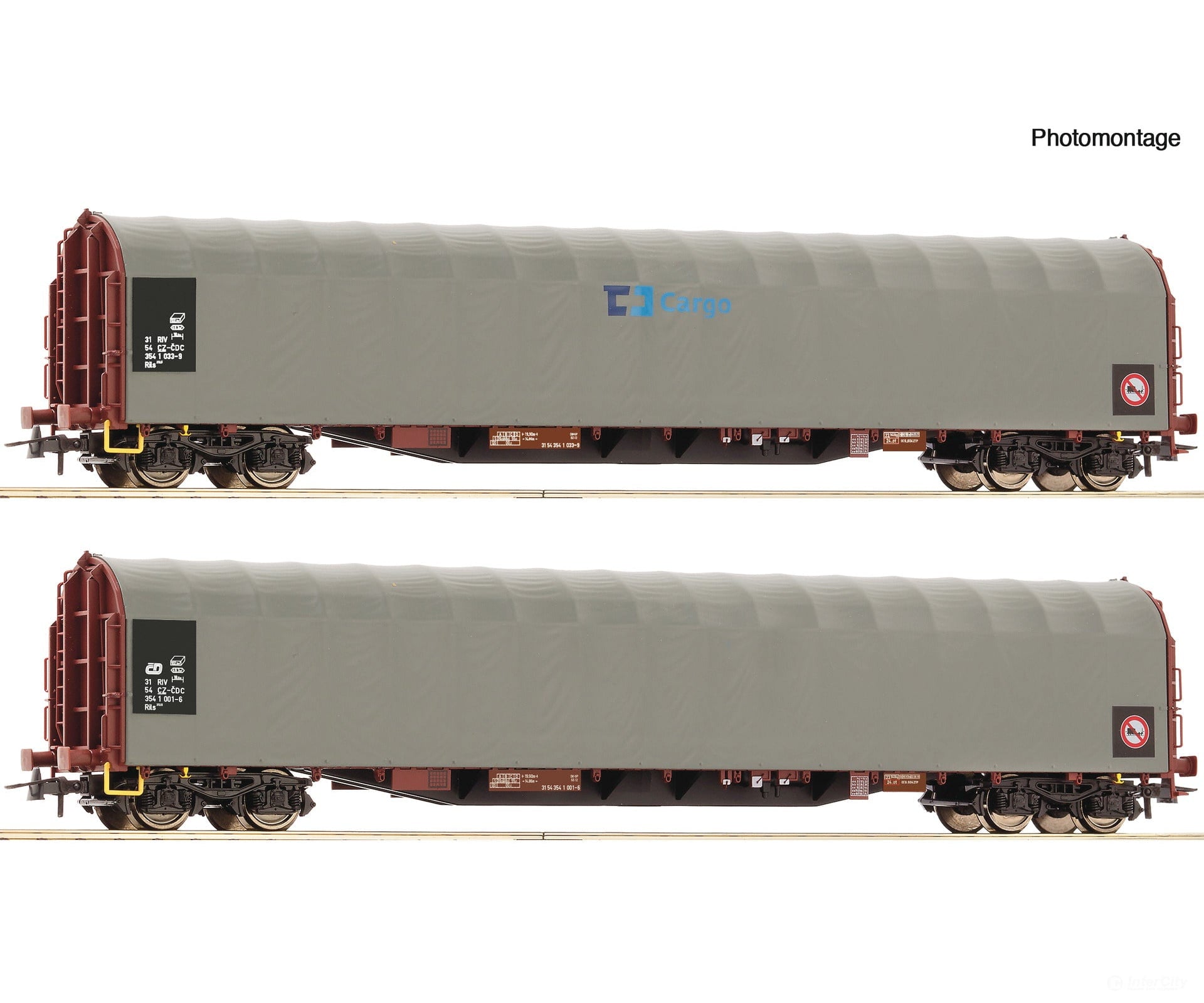 Roco 6600159 HO 2 piece set: Sliding tarpaulin wagons CD Cargo European Freight Cars