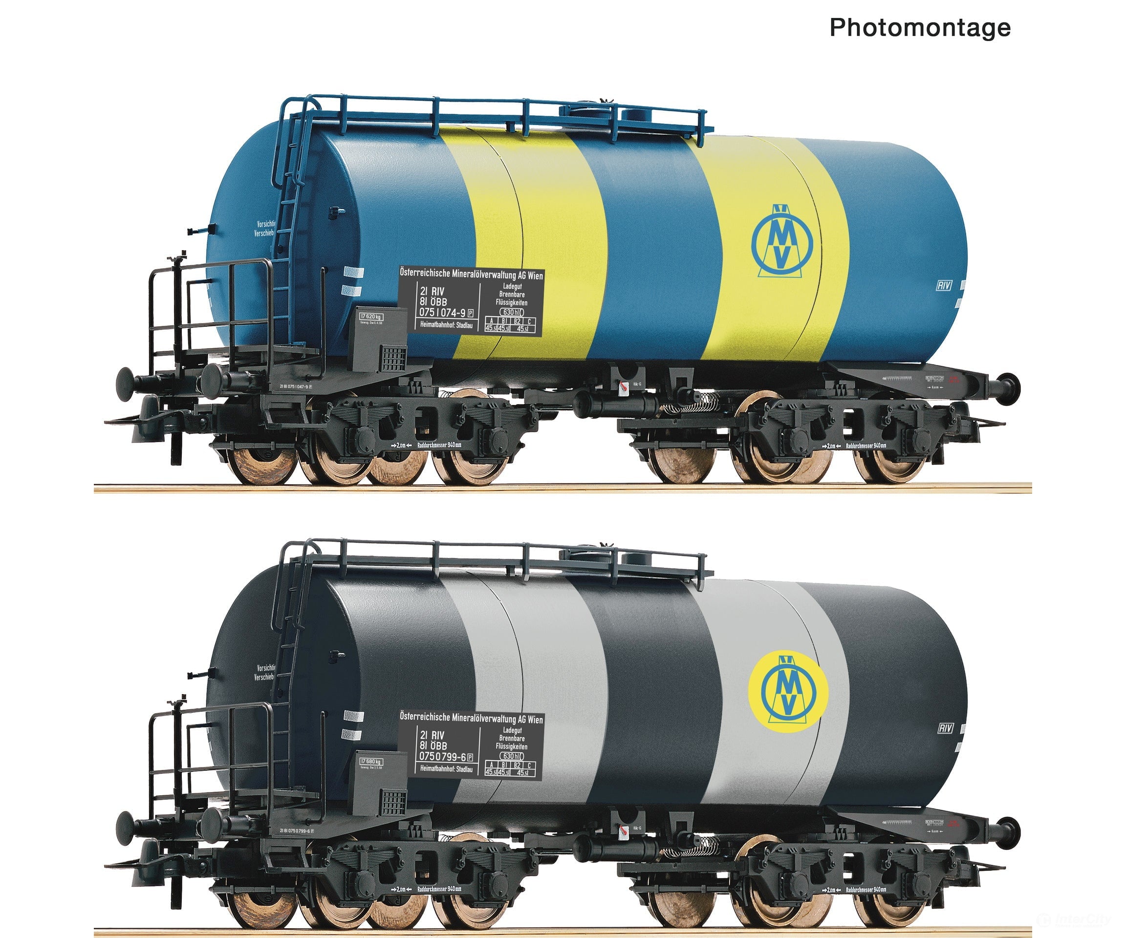 Roco 6600163 Ho 2 Piece Set: Tank Wagons Ömv/Öbb European Freight Cars