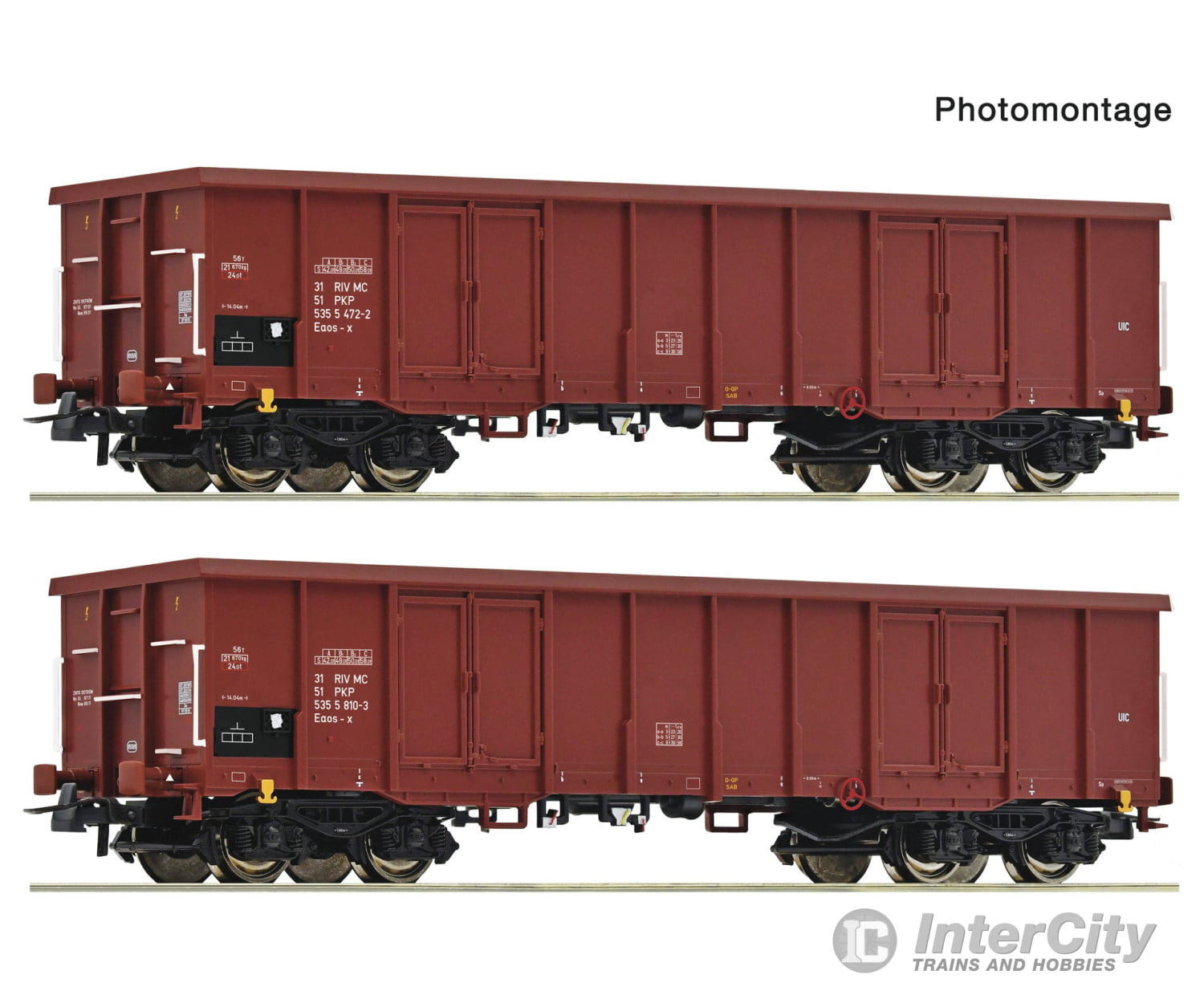 Roco 6600171 Ho 2 Piece Set: Open Goods Wagons Pkp European Freight Cars