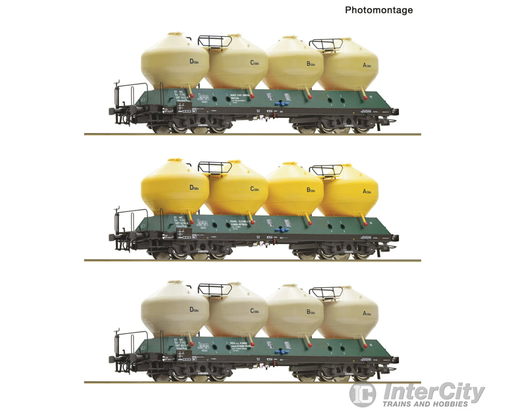 Roco 6600177 Ho 3 Piece Set: Silo Wagons Csd European Freight Cars