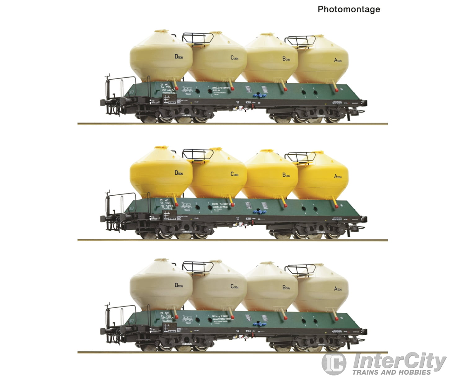 Roco 6600177 Ho 3 Piece Set: Silo Wagons Csd European Freight Cars