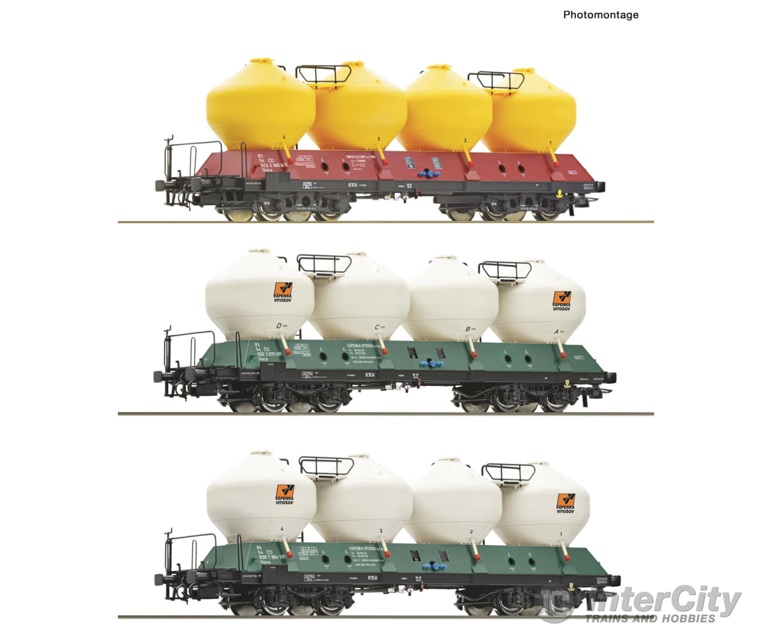 Roco 6600180 Ho 3 Piece Set: Silo Wagons Cd European Freight Cars