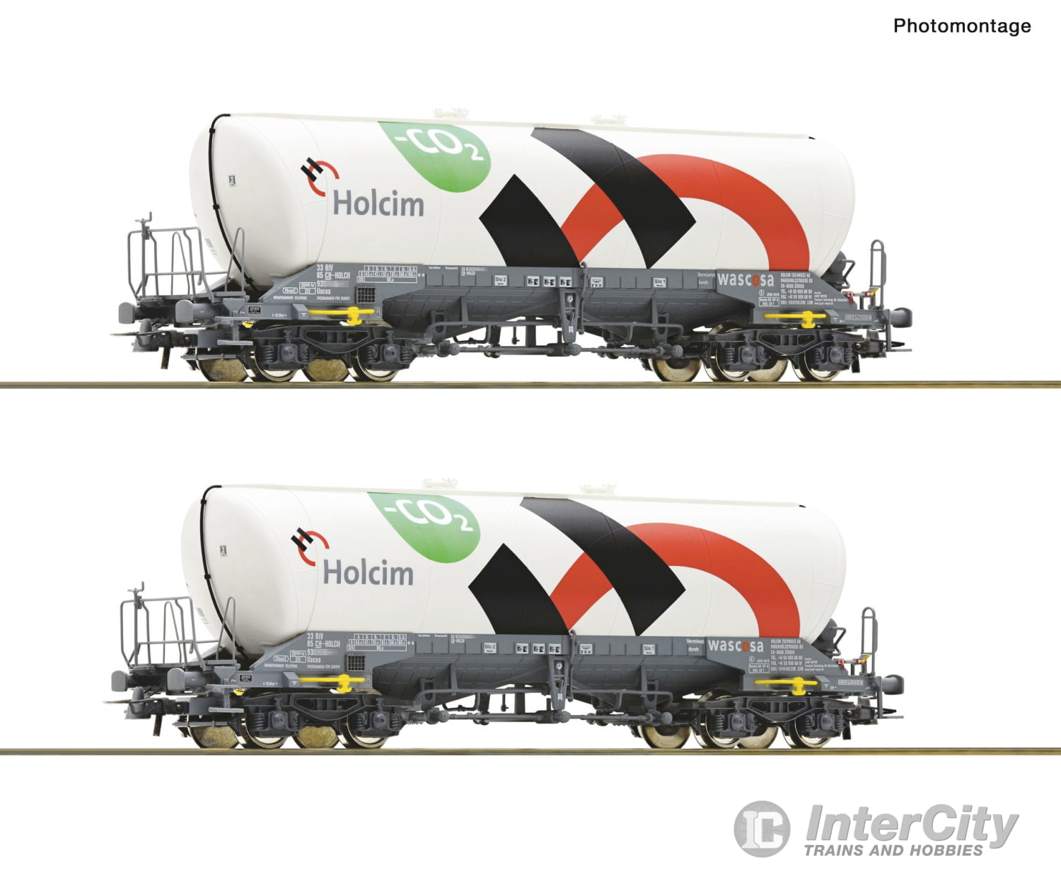 Roco 6600192 Ho 2 Piece Set: Silo Wagons Holcim European Freight Cars