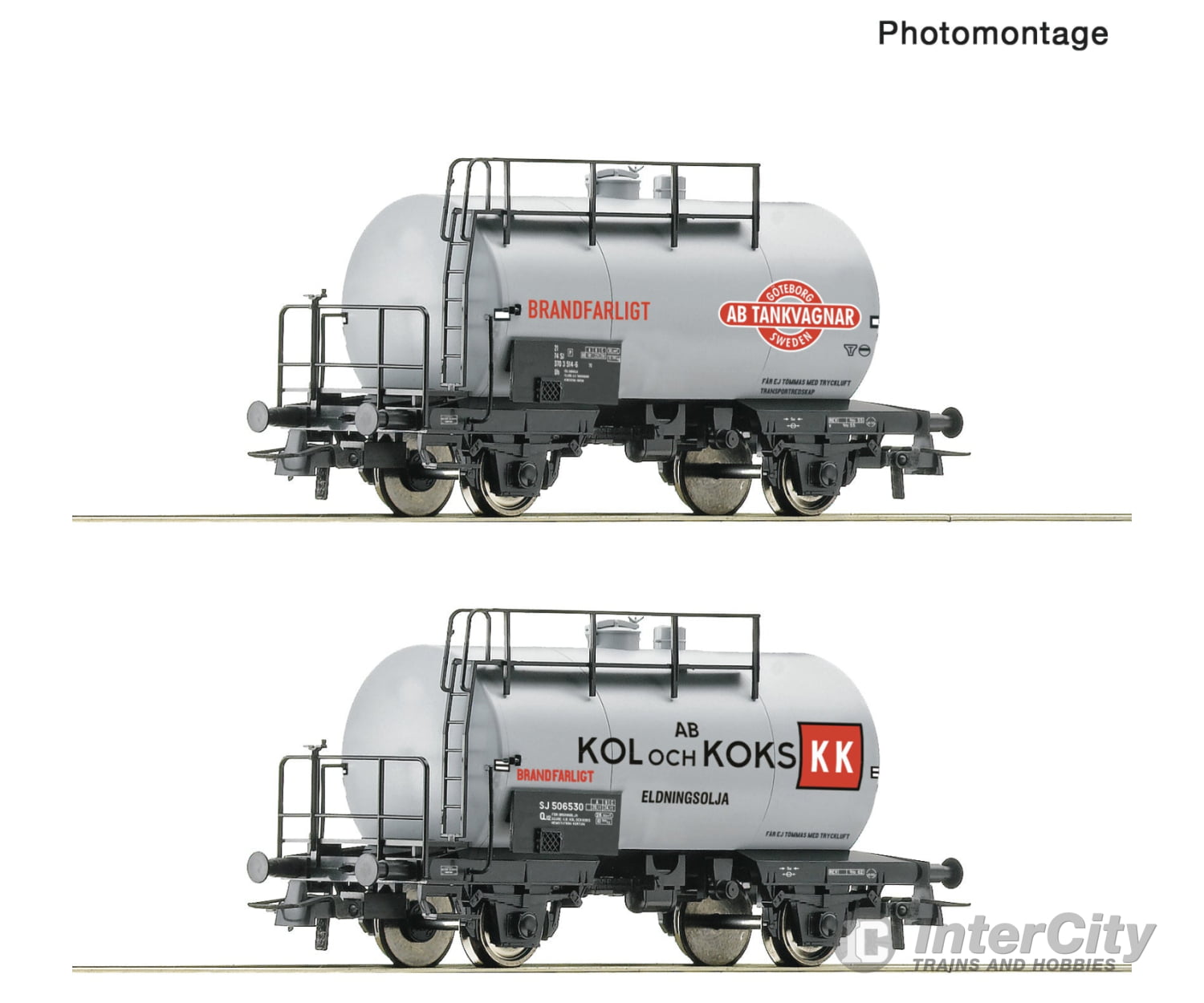 Roco 6600193 Ho 2 Piece Set: Tank Wagons Sj European Freight Cars