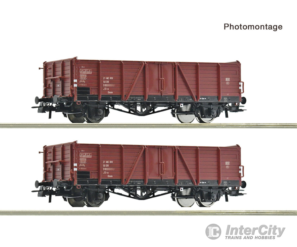 Roco 6600194 Ho 2 Piece Set: Open Goods Wagons Dr European Freight Cars