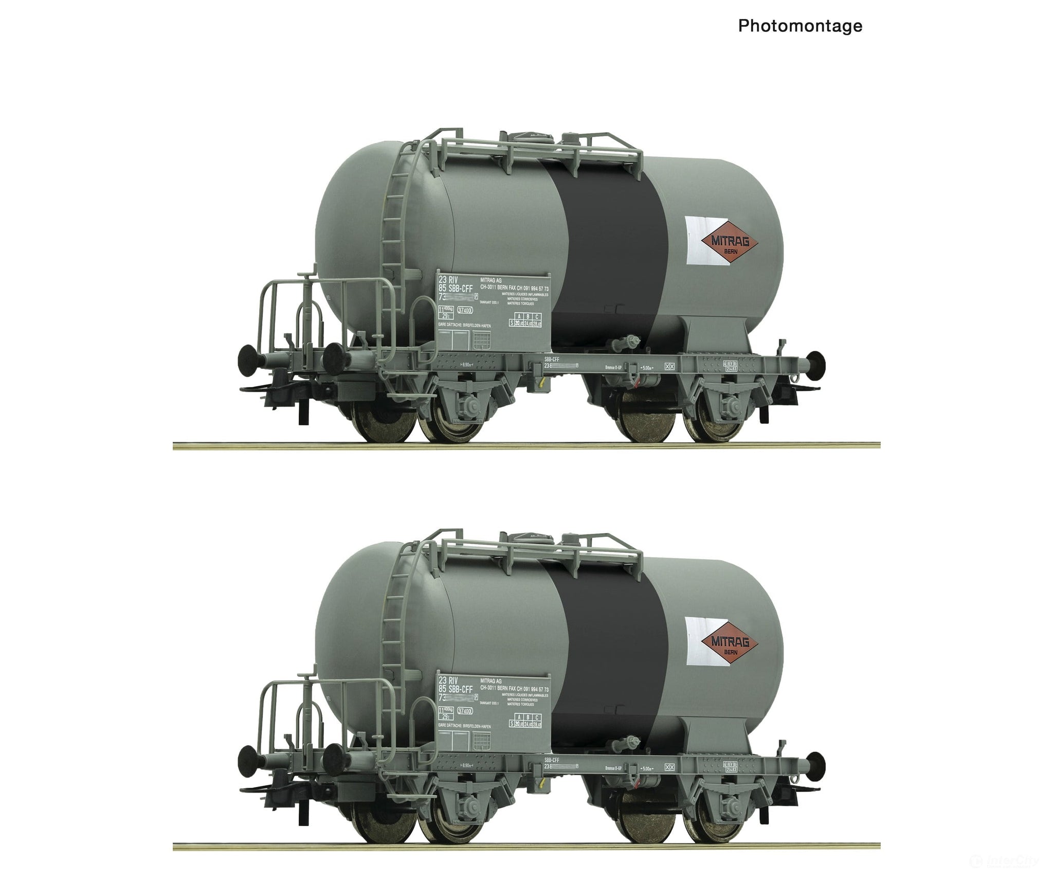 Roco 6600196 HO 2 piece set: Tank wagons SBB European Freight Cars