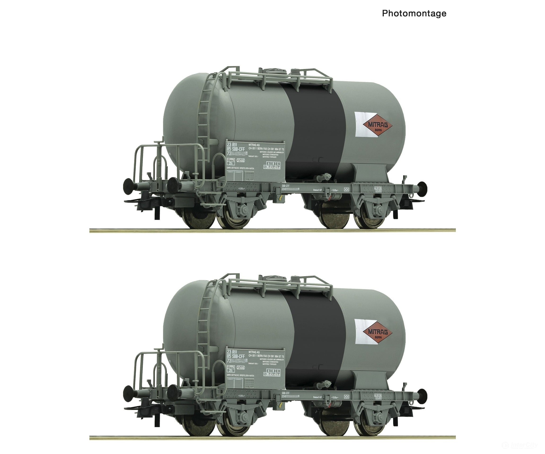 Roco 6600196 HO 2 piece set: Tank wagons SBB European Freight Cars