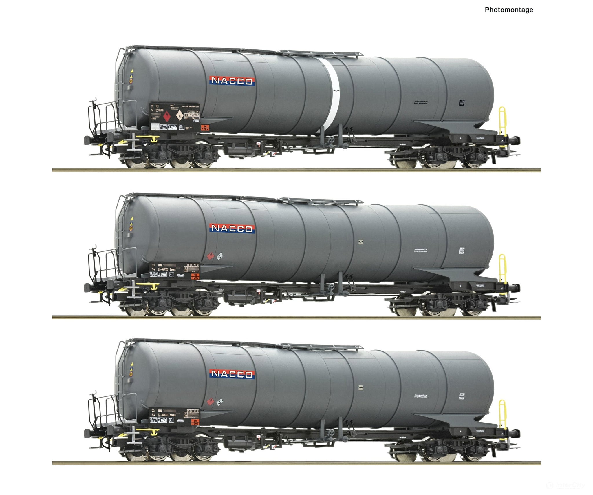 Roco 6600197 HO 3 piece set: Tank wagons NACCO European Freight Cars