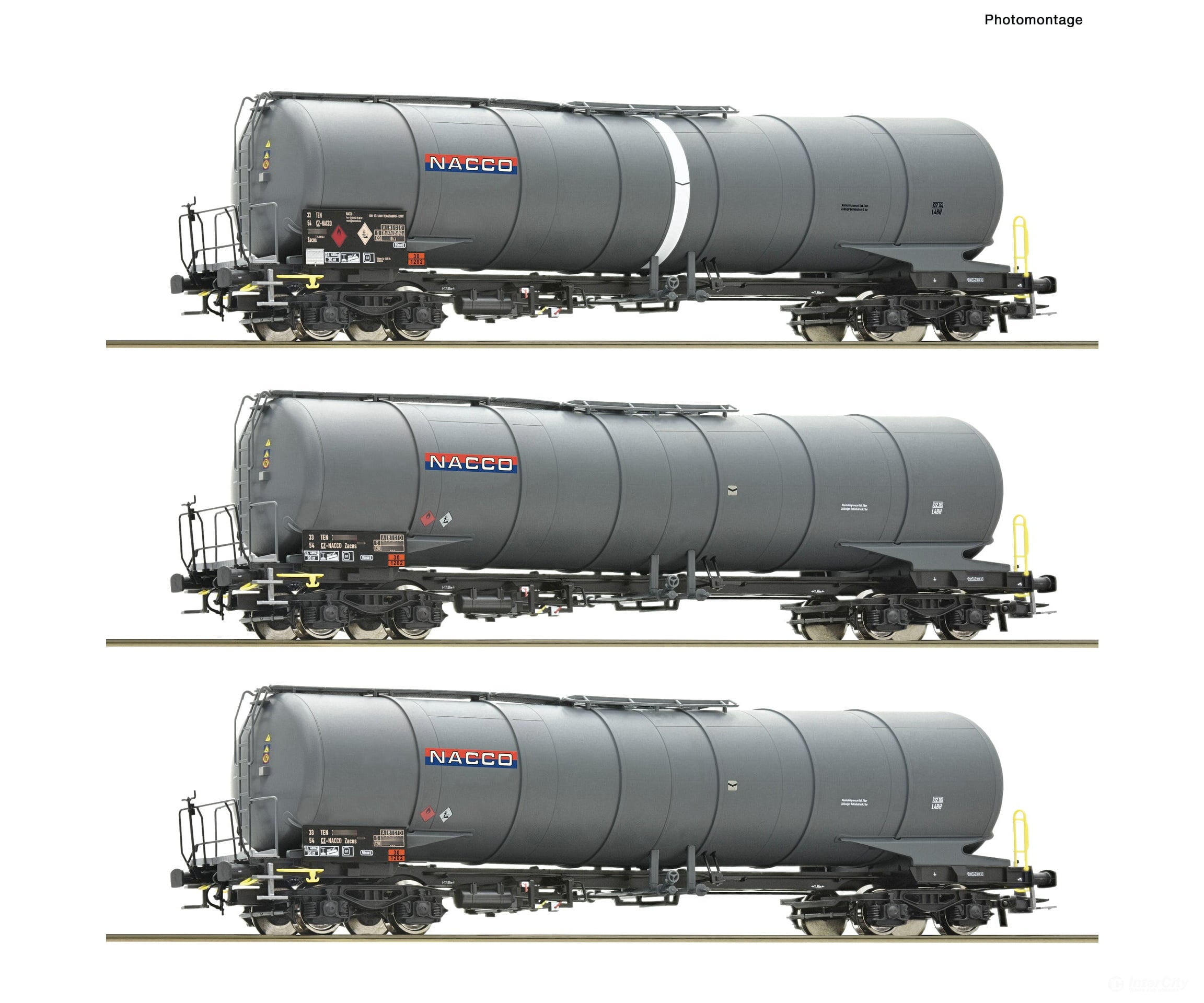 Roco 6600197 HO 3 piece set: Tank wagons NACCO European Freight Cars