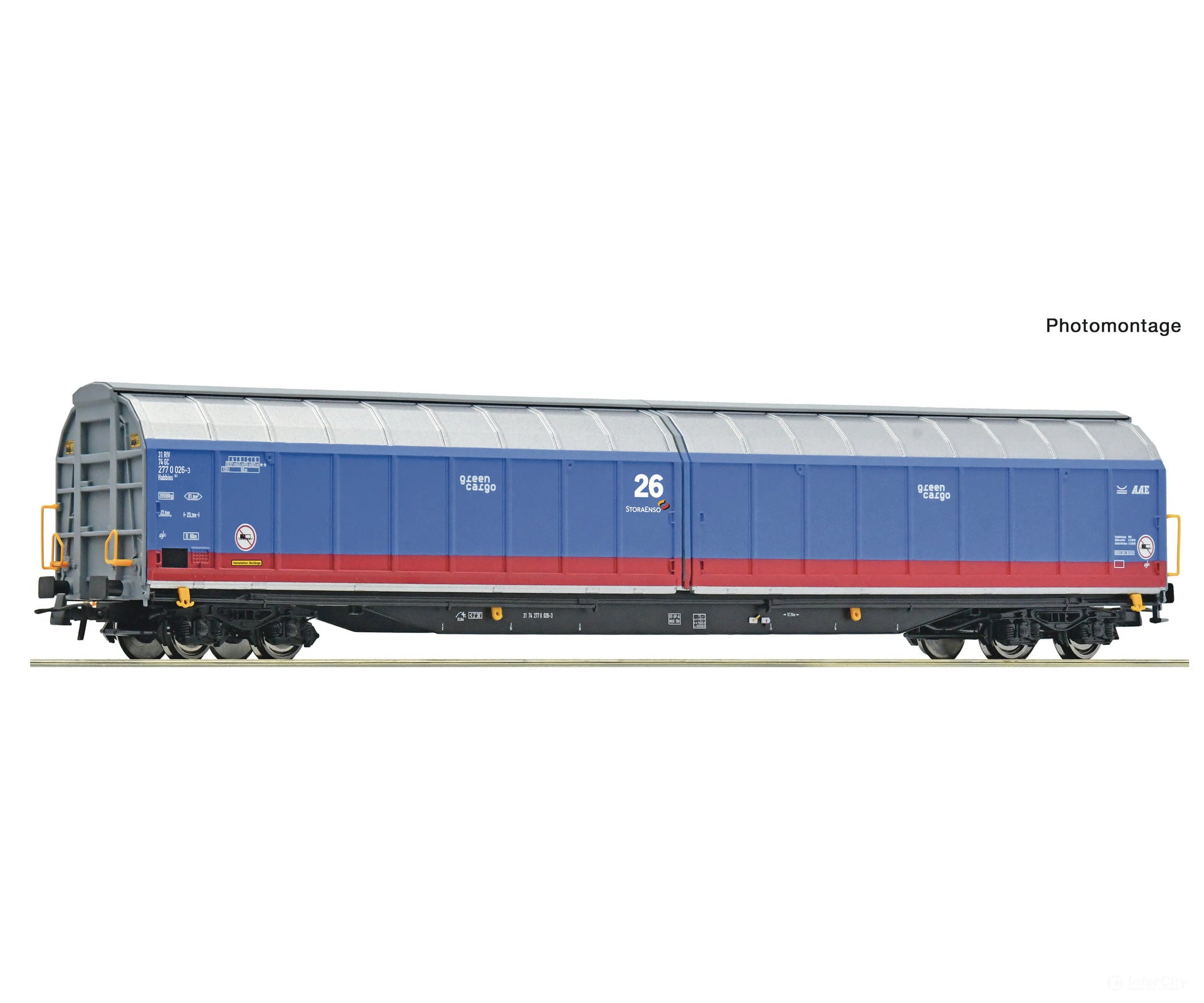 Roco 6600200 Ho Sliding Wall Wagon Green Cargo. European Freight Cars