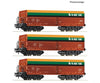 Roco 6600218 HO 3 piece set: Self-unloading hopper wagons PMT European Passenger Cars