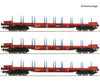 Roco 6600219 HO 3 piece set: Stake wagons RCW European Freight Cars