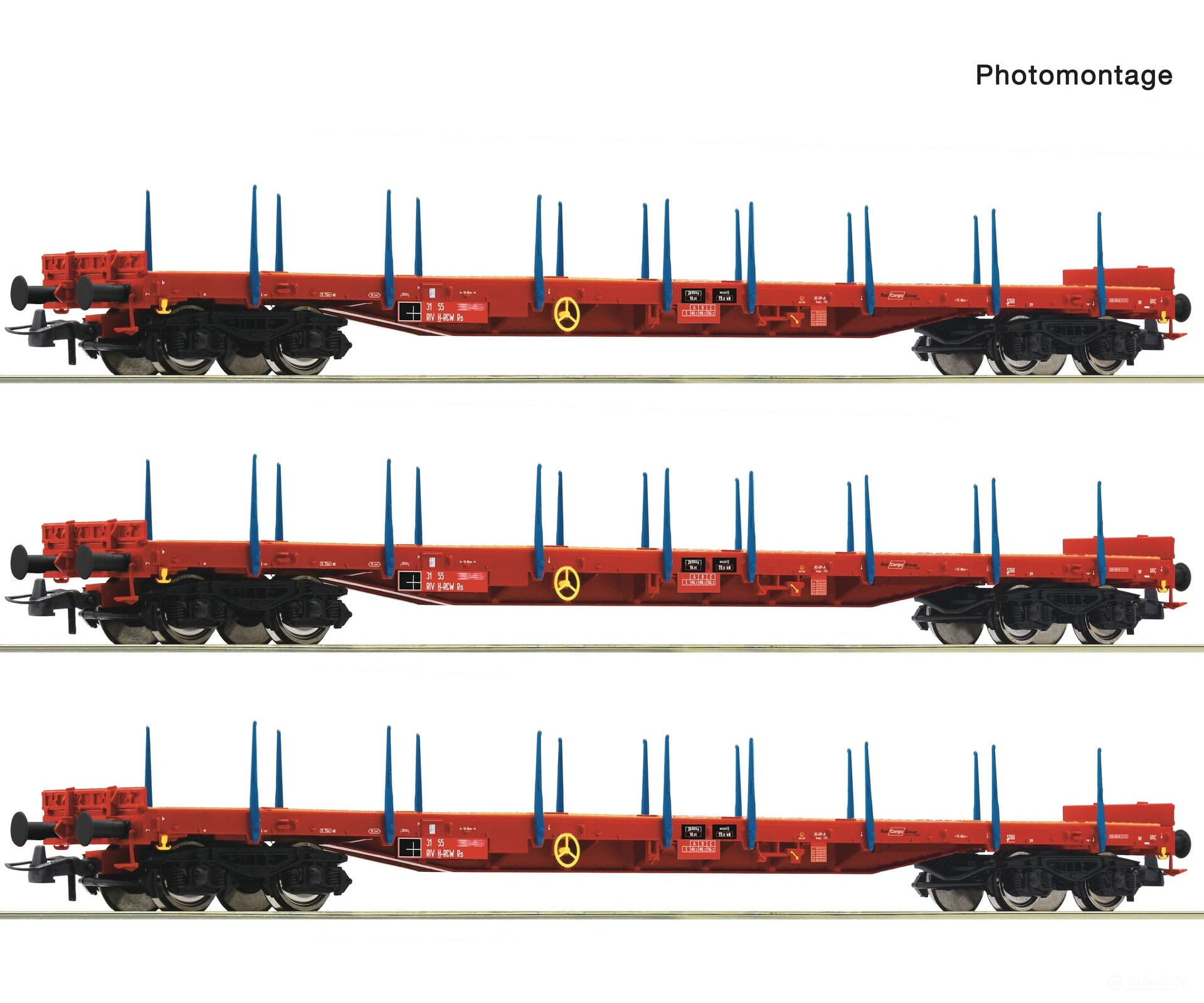 Roco 6600219 HO 3 piece set: Stake wagons RCW European Freight Cars