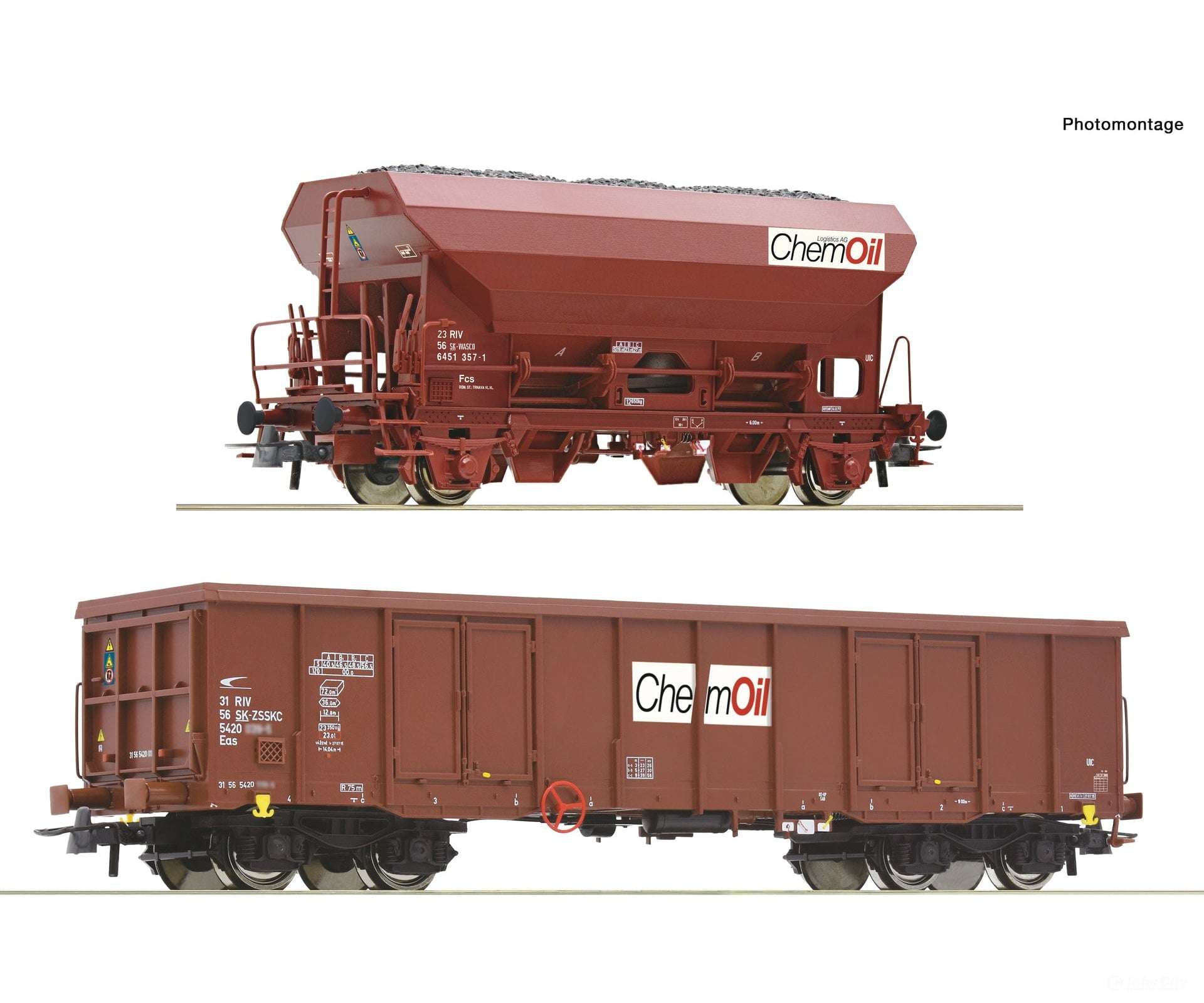 Roco 6600221 HO 2 piece set: Goods wagons Chemoil European Freight Cars