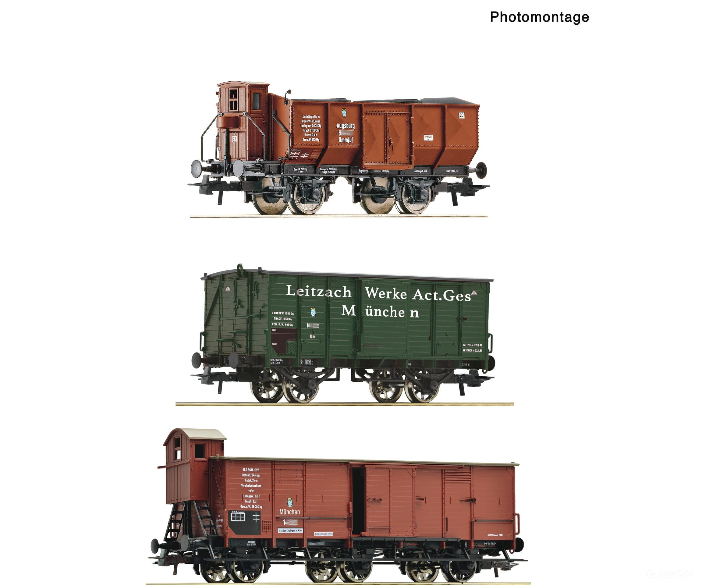 Roco 6600223 HO 3 piece set: Goods train K.Bay.Sts.B. European Freight Cars