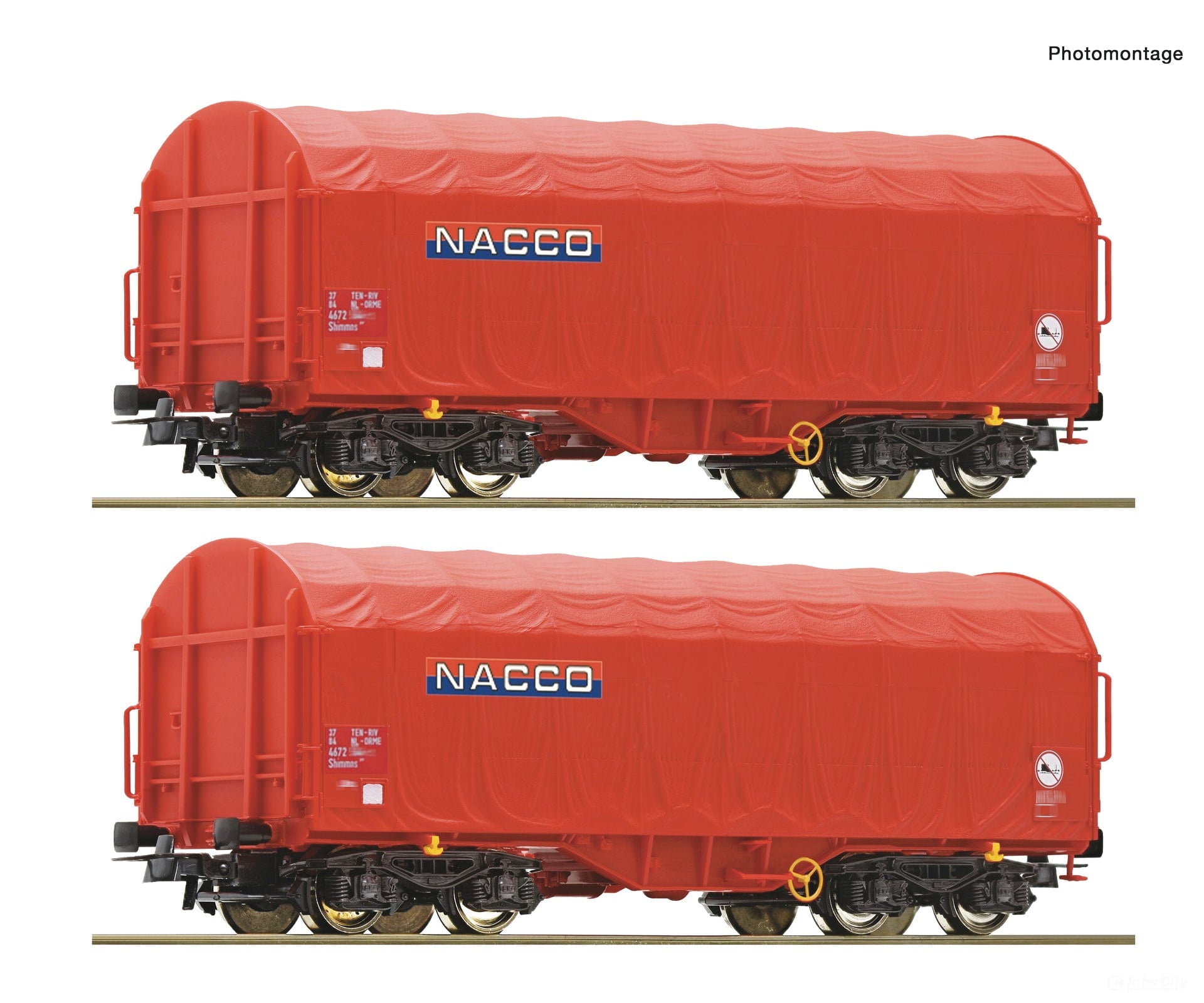 Roco 6600226 HO 2 piece set: Sliding tarpaulin wagons NACCO European Freight Cars