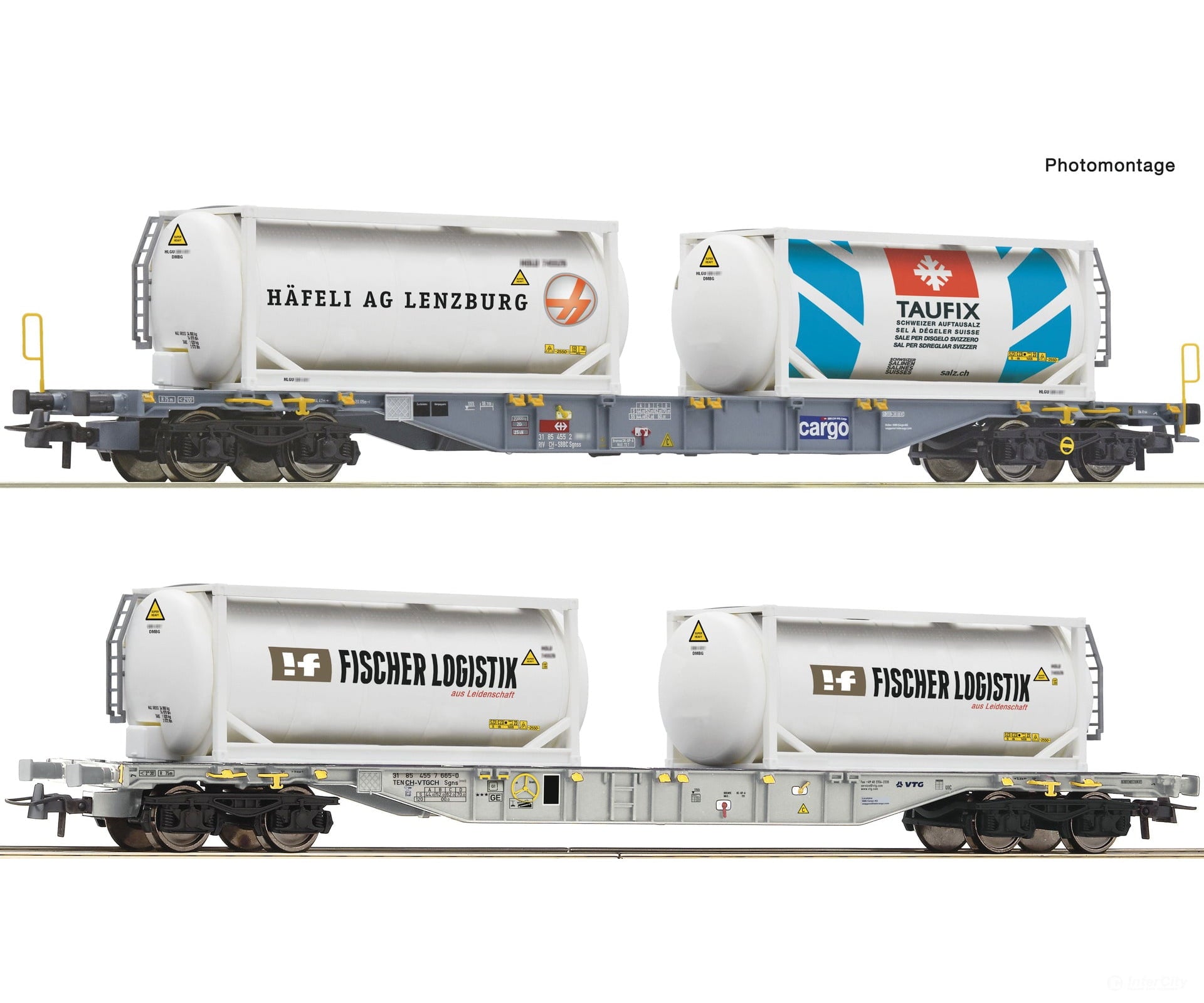 Roco 6600231 HO 2 piece set: Container carrrier wagons SBB Cargo/VTG European Freight Cars