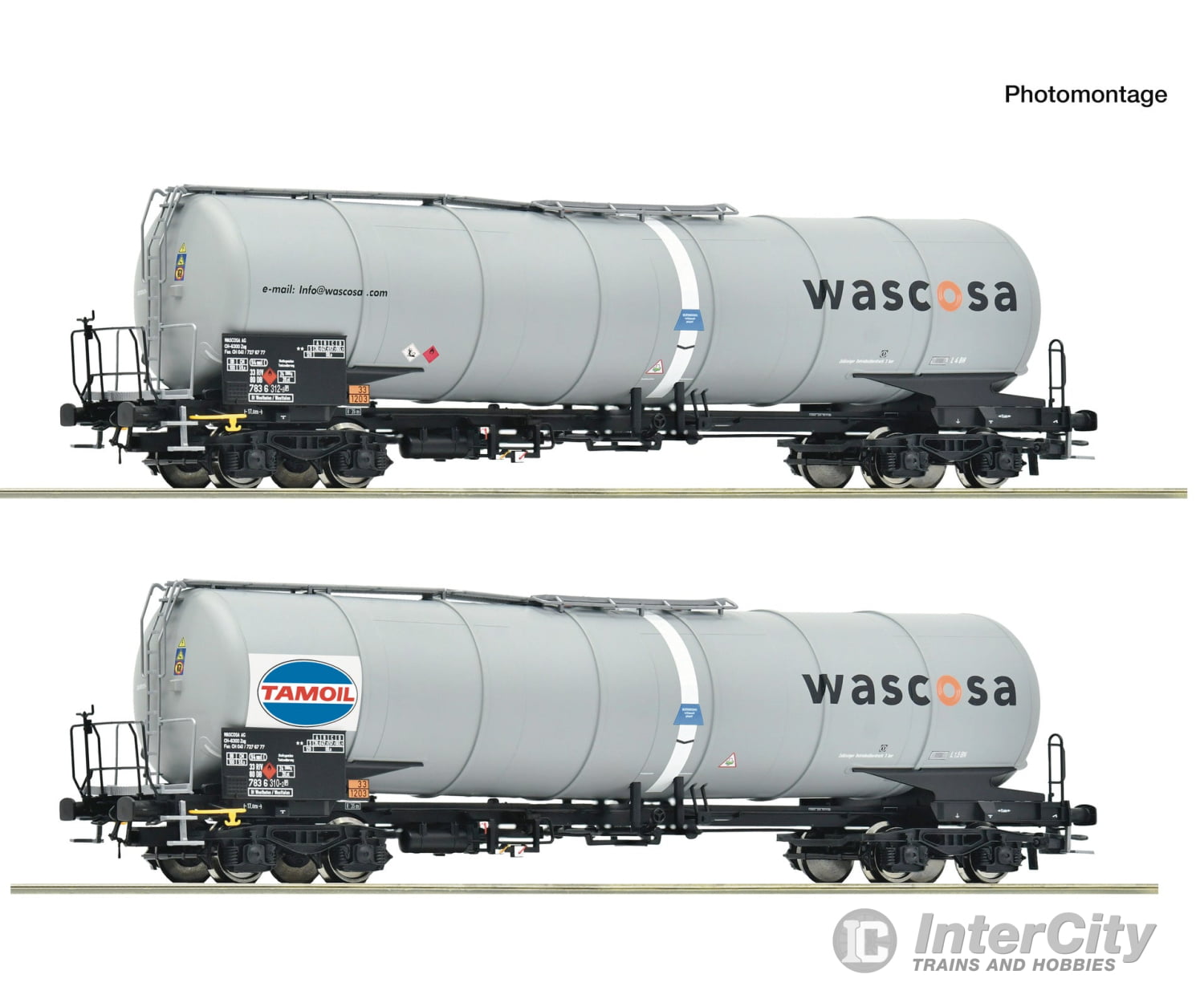 Roco 6600232 HO 2 piece set: Tank wagons Wascosa/Tamoil European Freight Cars