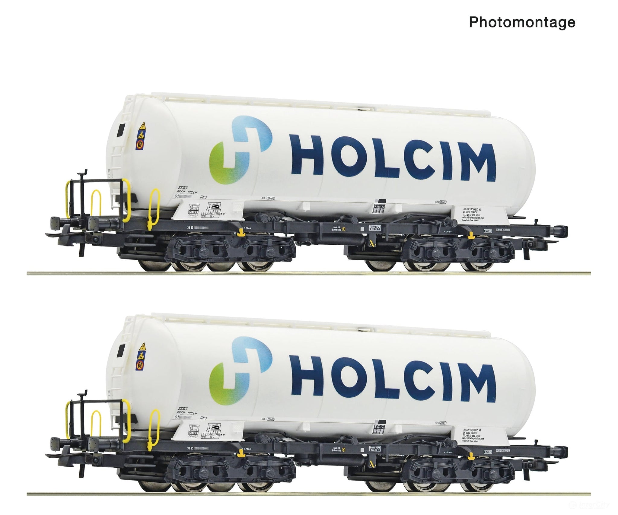 Roco 6600233 HO 2 piece set: Silo wagons Holcim European Freight Cars