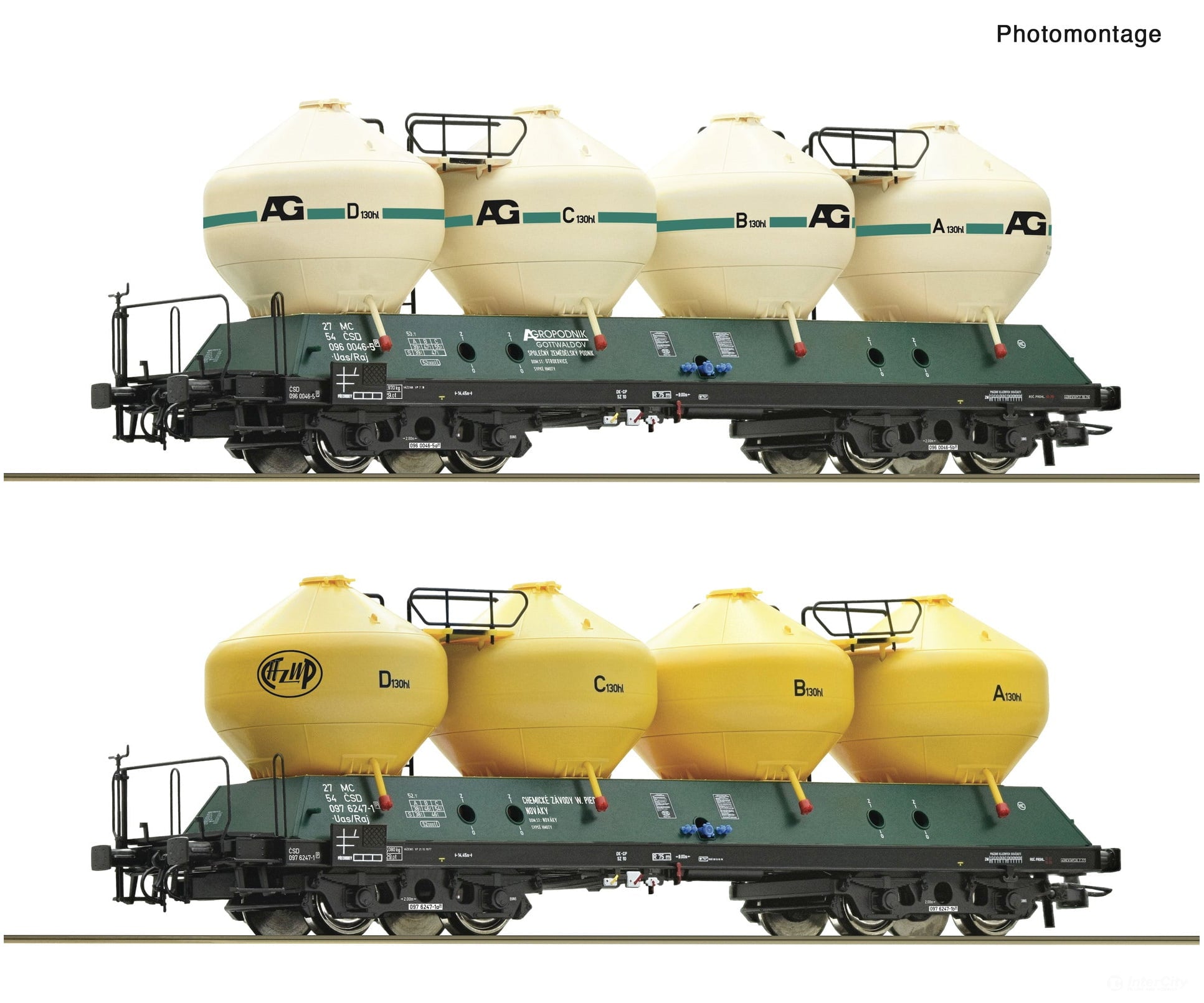 Roco 6600236 HO 2 piece set: Silo wagons CSD European Freight Cars
