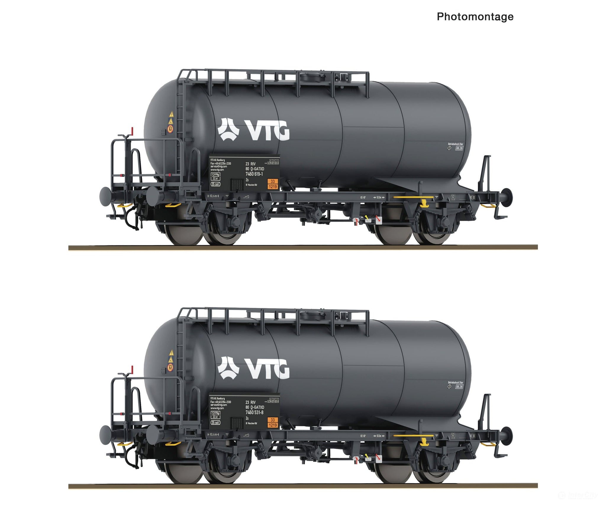 Roco 6600246 HO 2 piece set of ’VTG’ tank wagons GATX European Freight Cars