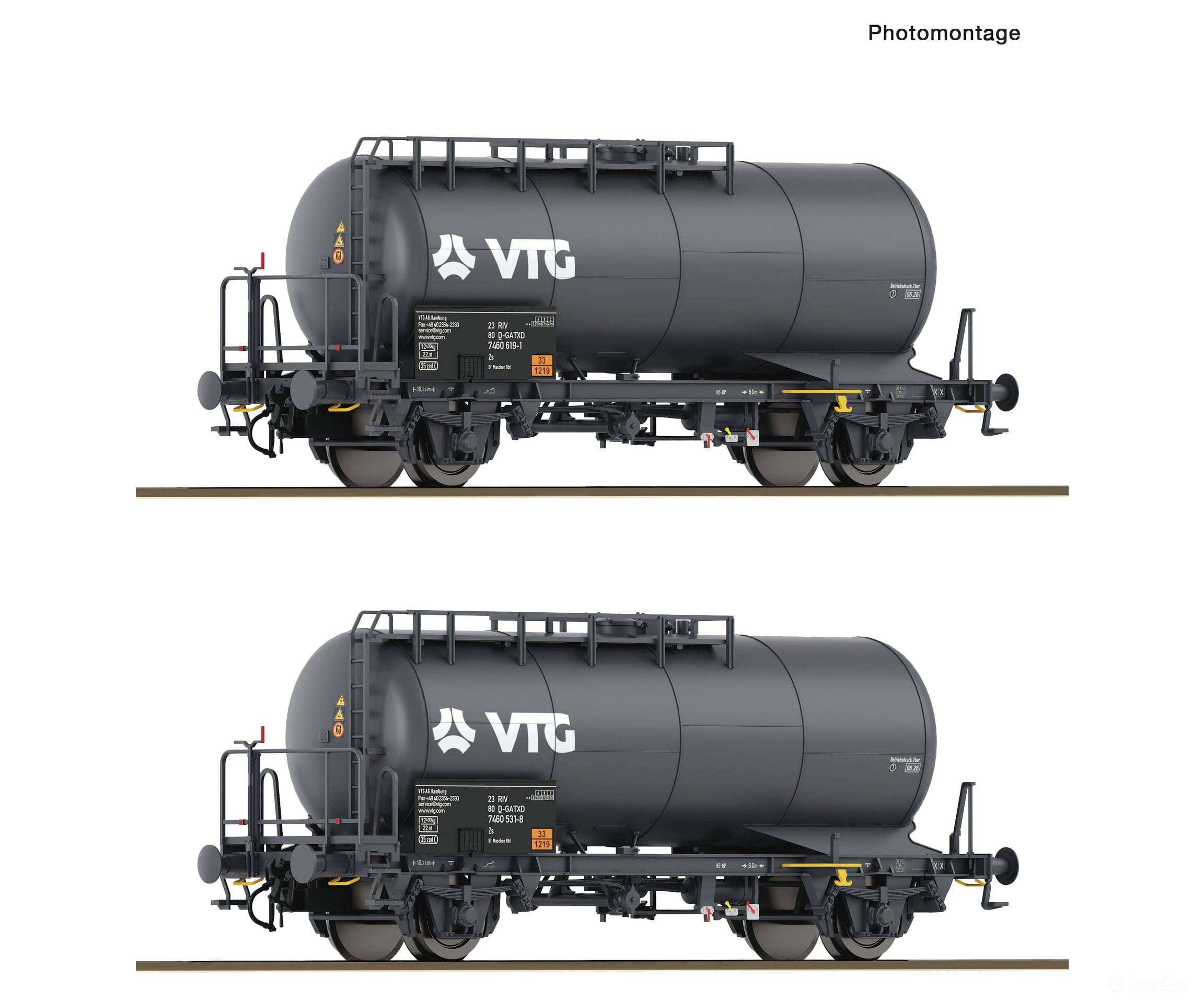 Roco 6600246 HO 2 piece set of ’VTG’ tank wagons GATX European Freight Cars