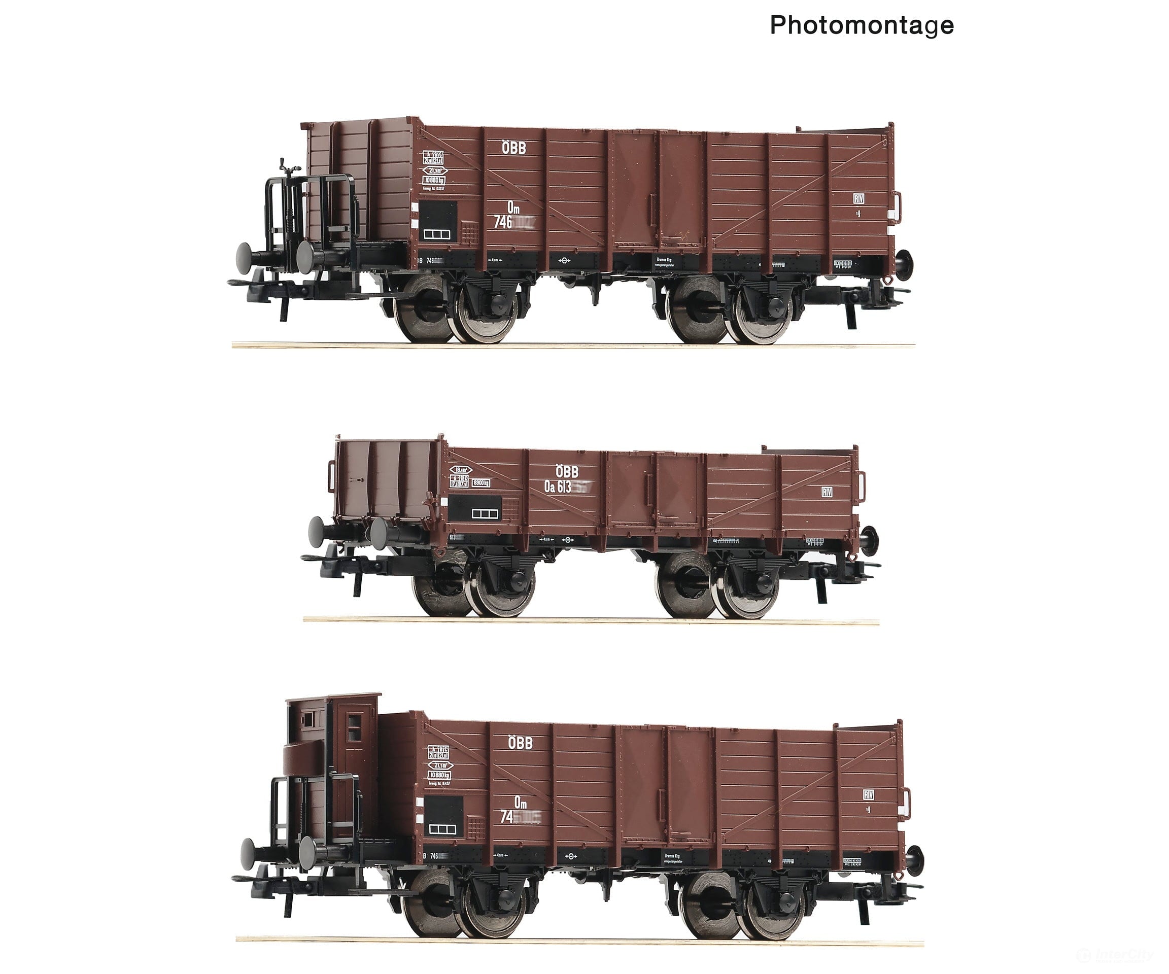 Roco 6600250 HO 3 piece set: Open goods wagons ÖBB European Freight Cars