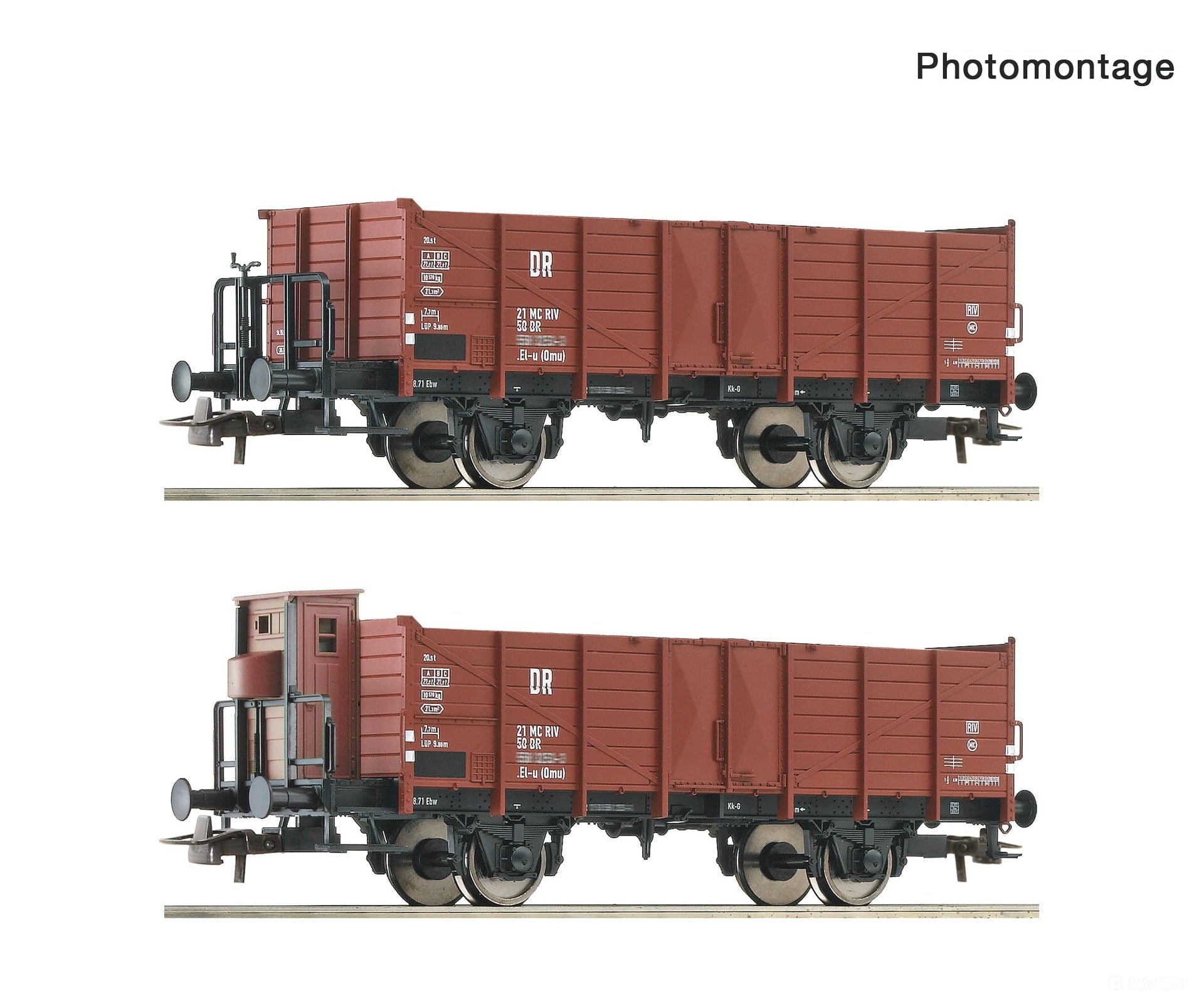 Roco 6600253 HO 2 piece set: Open goods wagons DR European Freight Cars