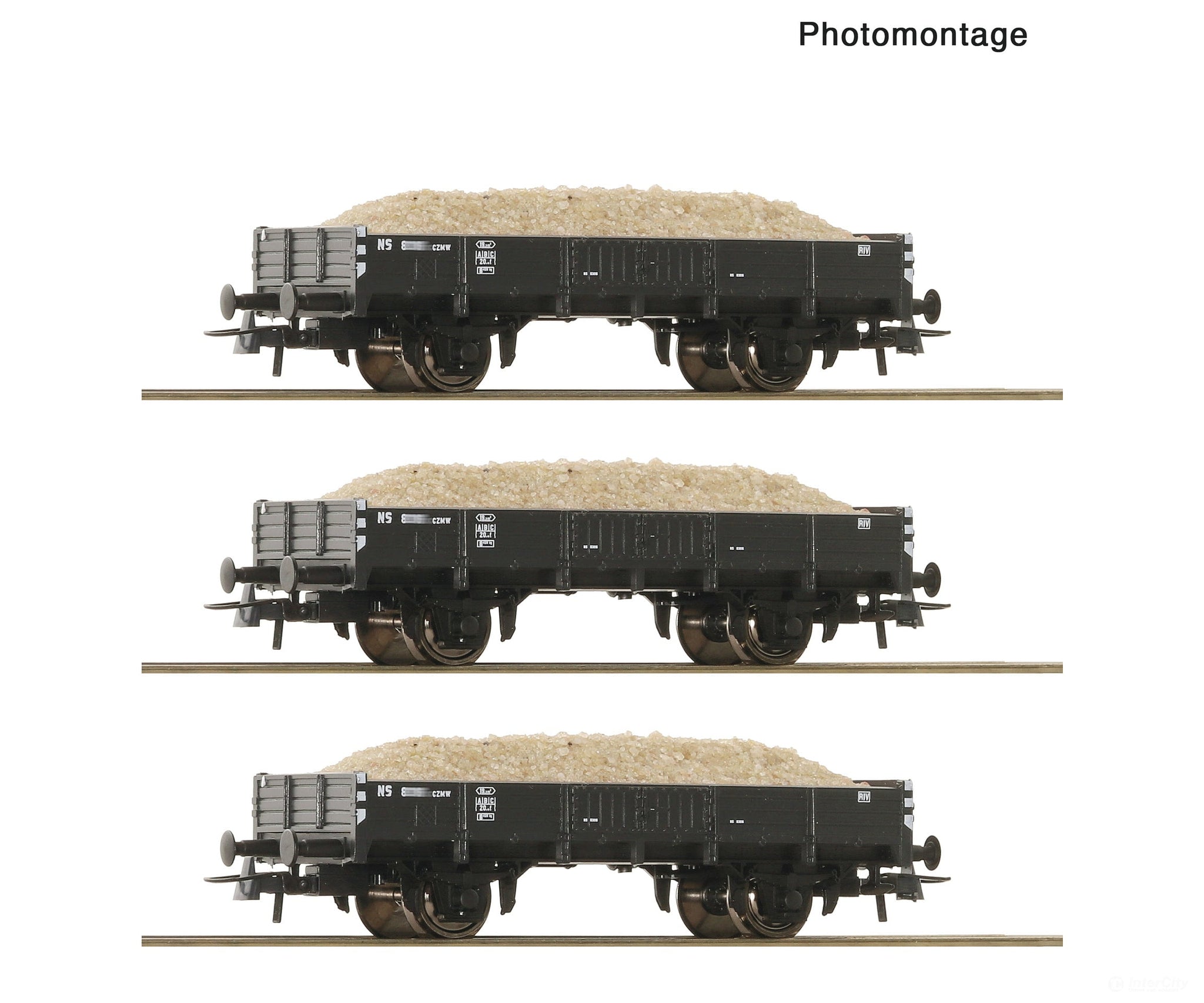Roco 6600259 HO 3 piece set: Sand wagons NS European Freight Cars