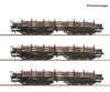 Roco 6600263 HO 3 piece set: Heavy-duty flat wagons NS European Freight Cars