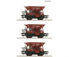 Roco 6600265 HO 3 piece set: Talbot ballast hopper wagons DRB European Freight Cars