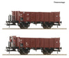 Roco 6600267 HO 2 piece set: Open goods wagons DB European Freight Cars